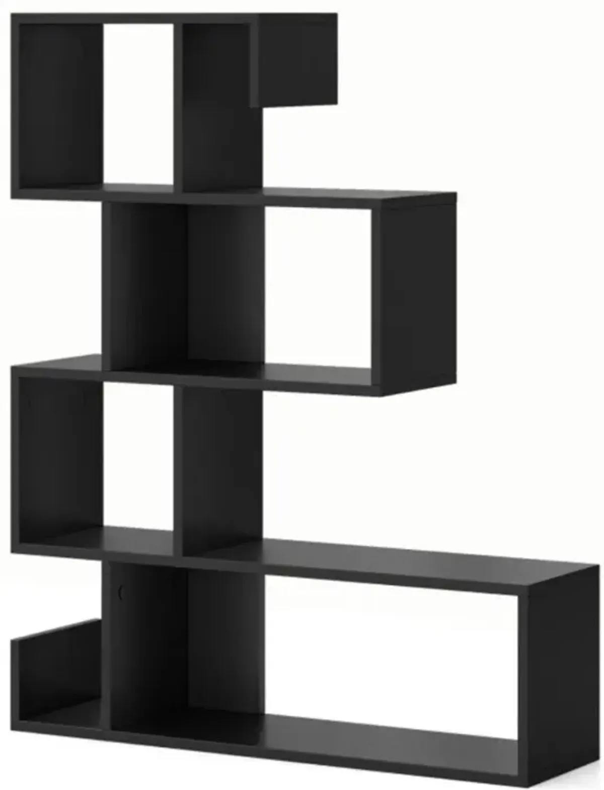 Hivvago 5-Tier S-Shaped Bookshelf Geometric Z-Shelf Bookcase with Open Cubes