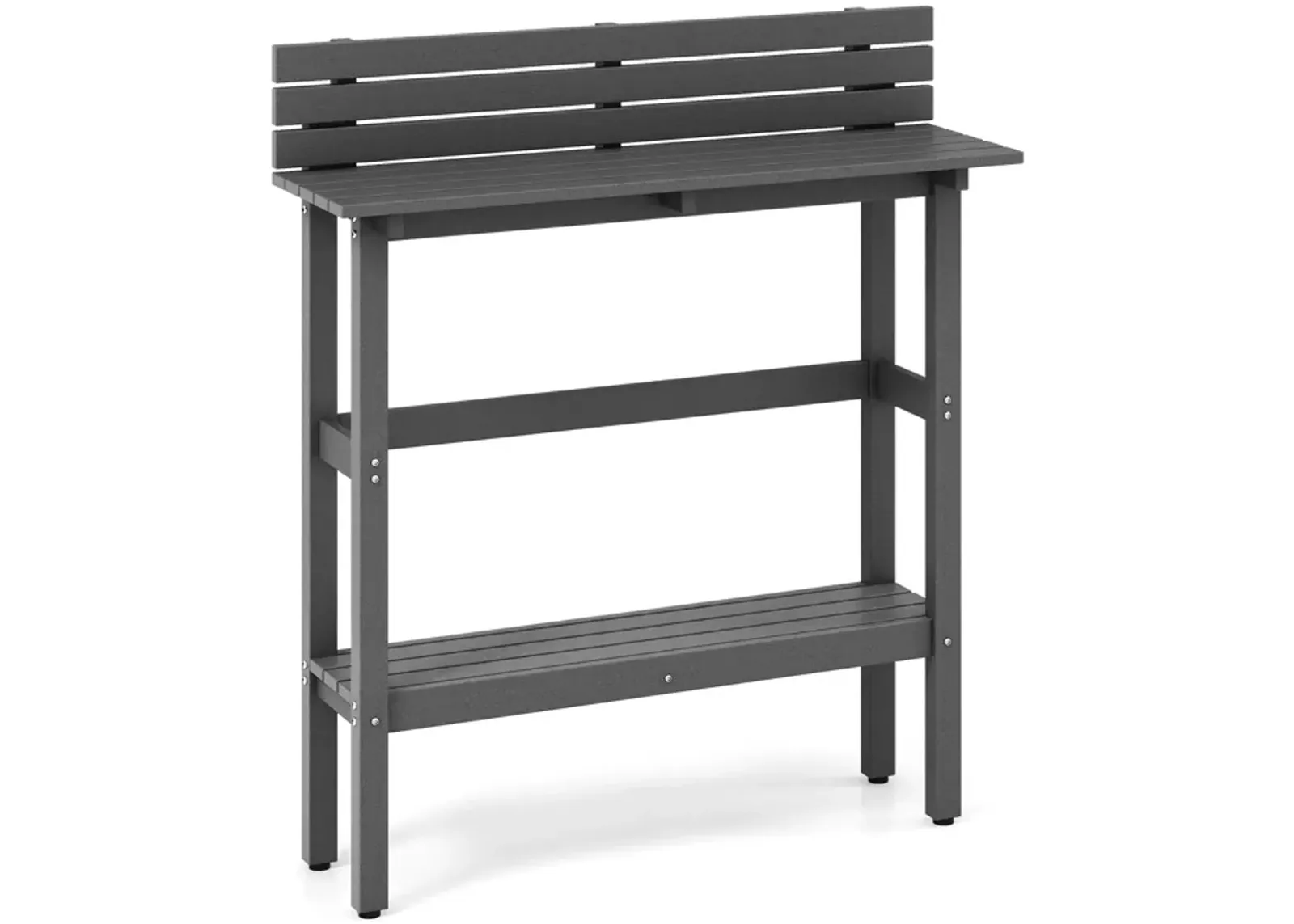 48" Patio Pub Height Table with Storage Shelf and Adjustable Foot Pads