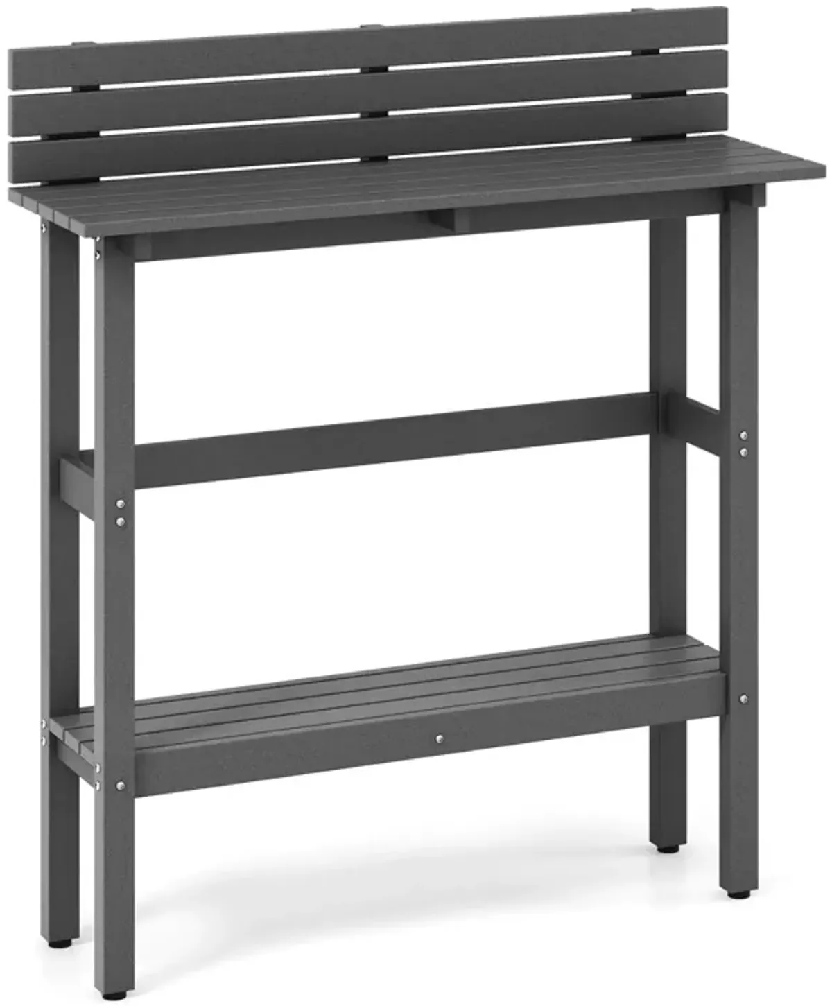 48" Patio Pub Height Table with Storage Shelf and Adjustable Foot Pads