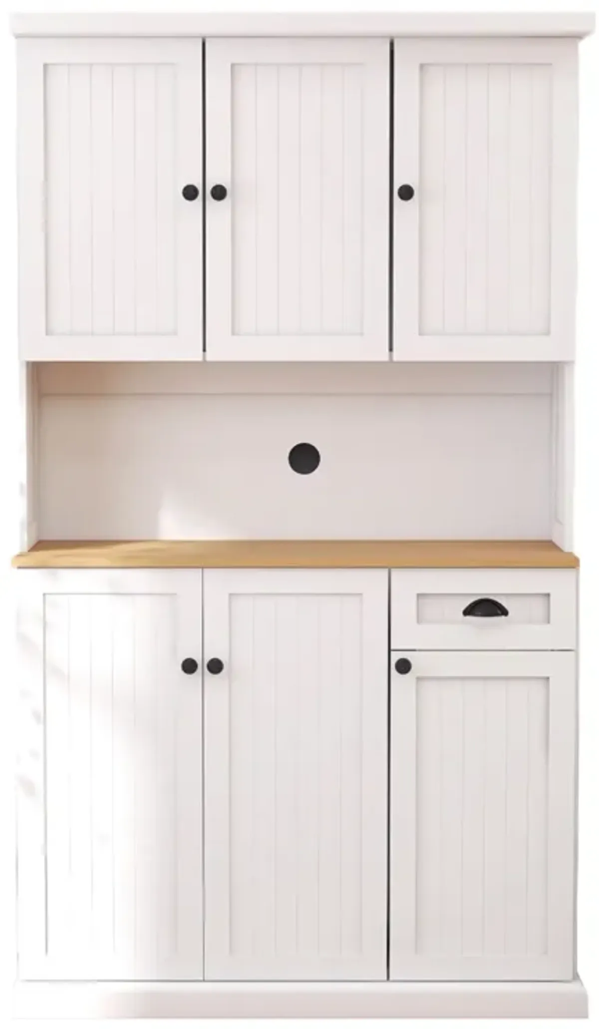 White Wood 39.76 in. Pantry Cabinet with Adjustable Shelves