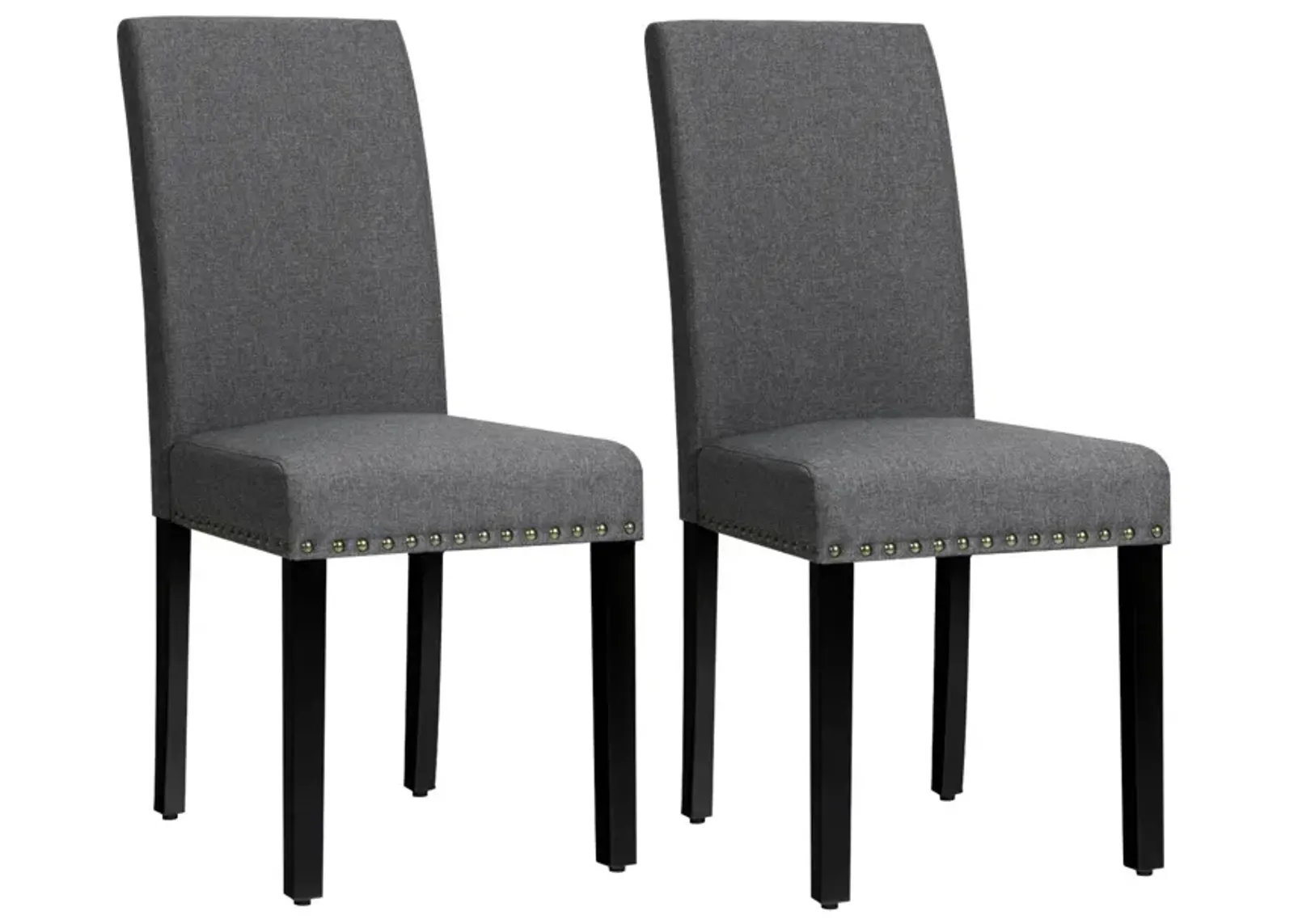 Set of 2 Fabric Upholstered Dining Chairs with Nailhead