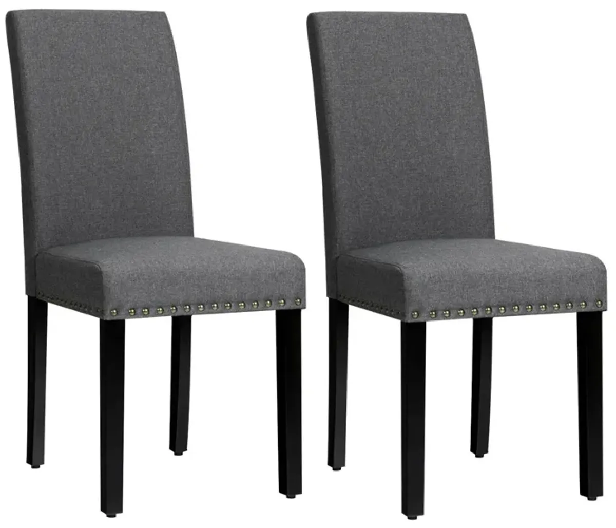 Set of 2 Fabric Upholstered Dining Chairs with Nailhead