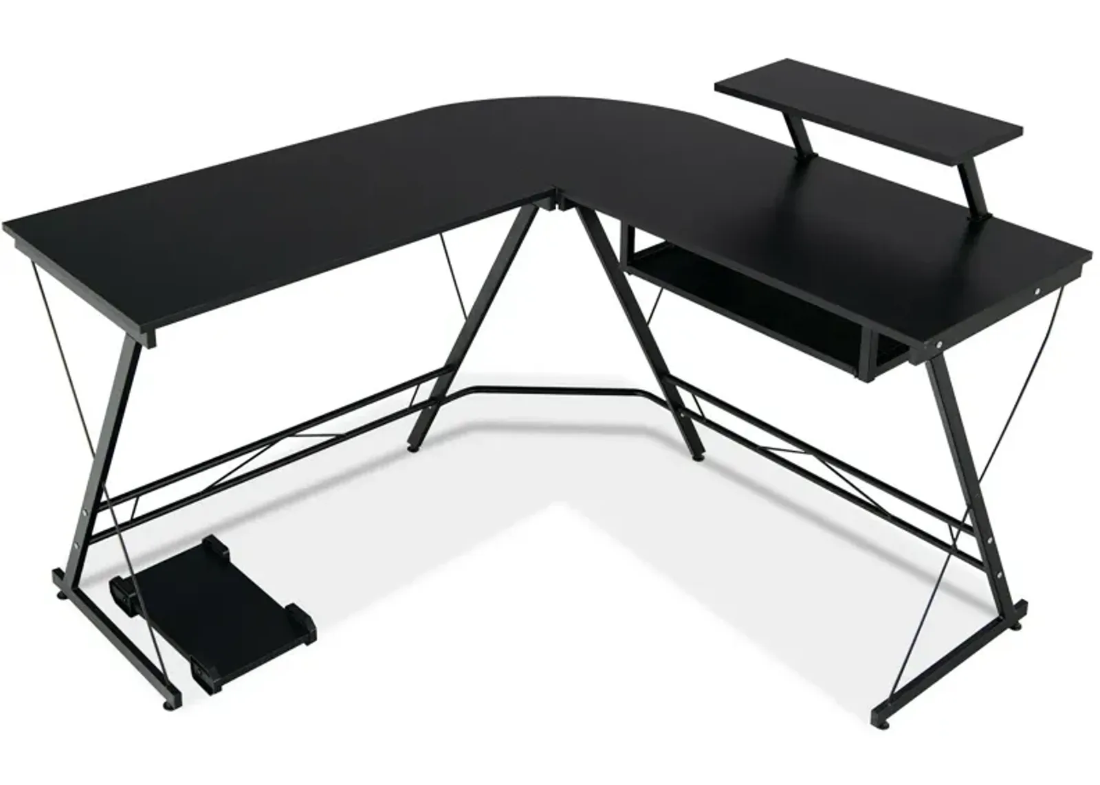 L Shaped Computer Desk Home Office Workstation with Movable Monitor Stand