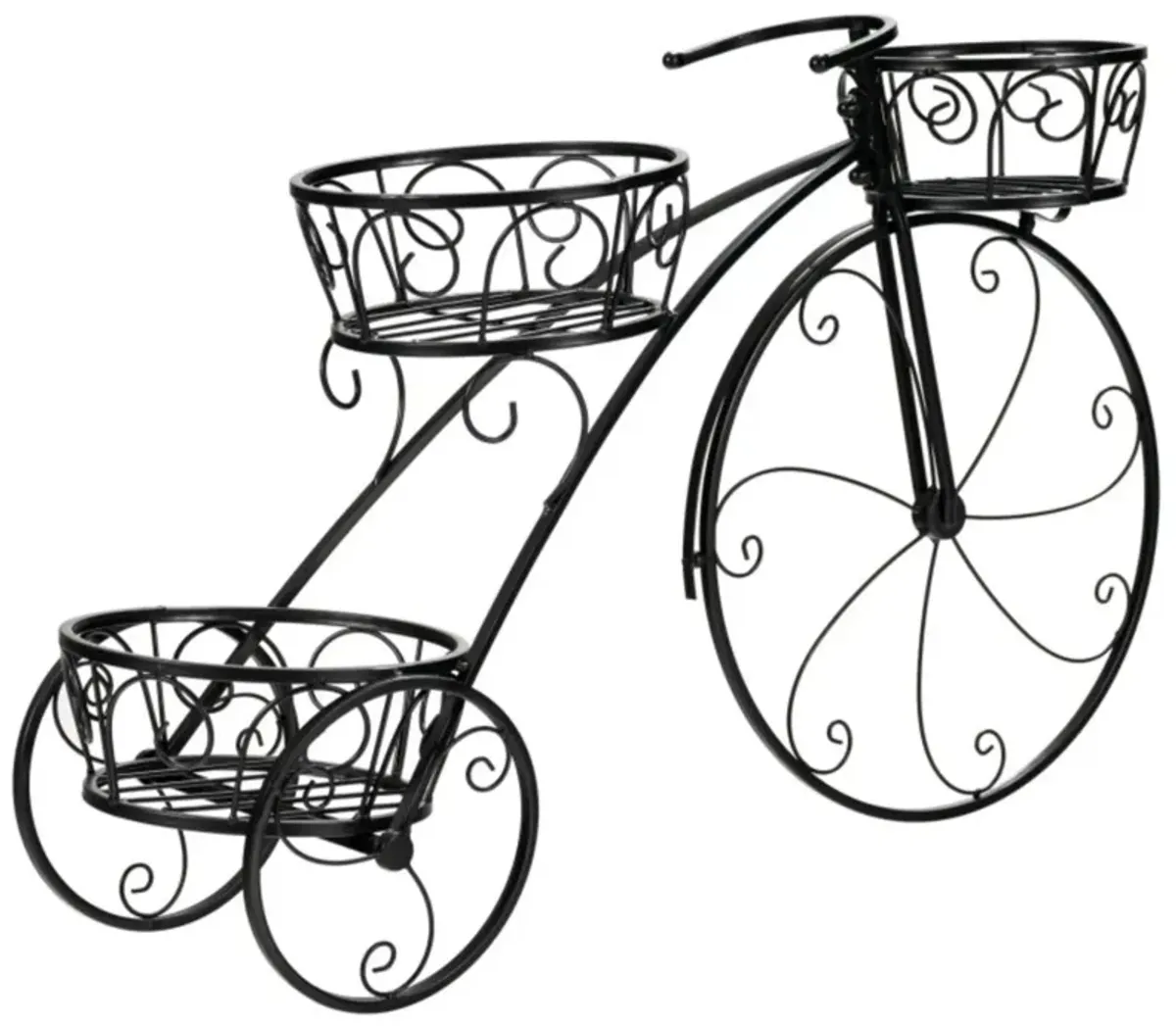 Hivvago Tricycle Plant Stand Flower Pot Cart Holder in Parisian Style