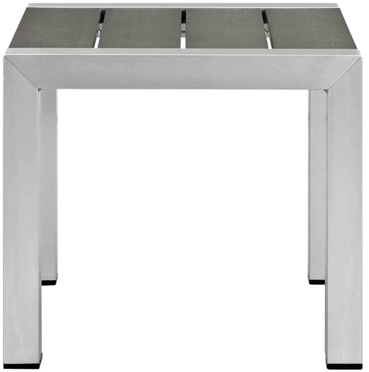 Silver Gray Shore Outdoor Patio Aluminum Side Table-Benzara