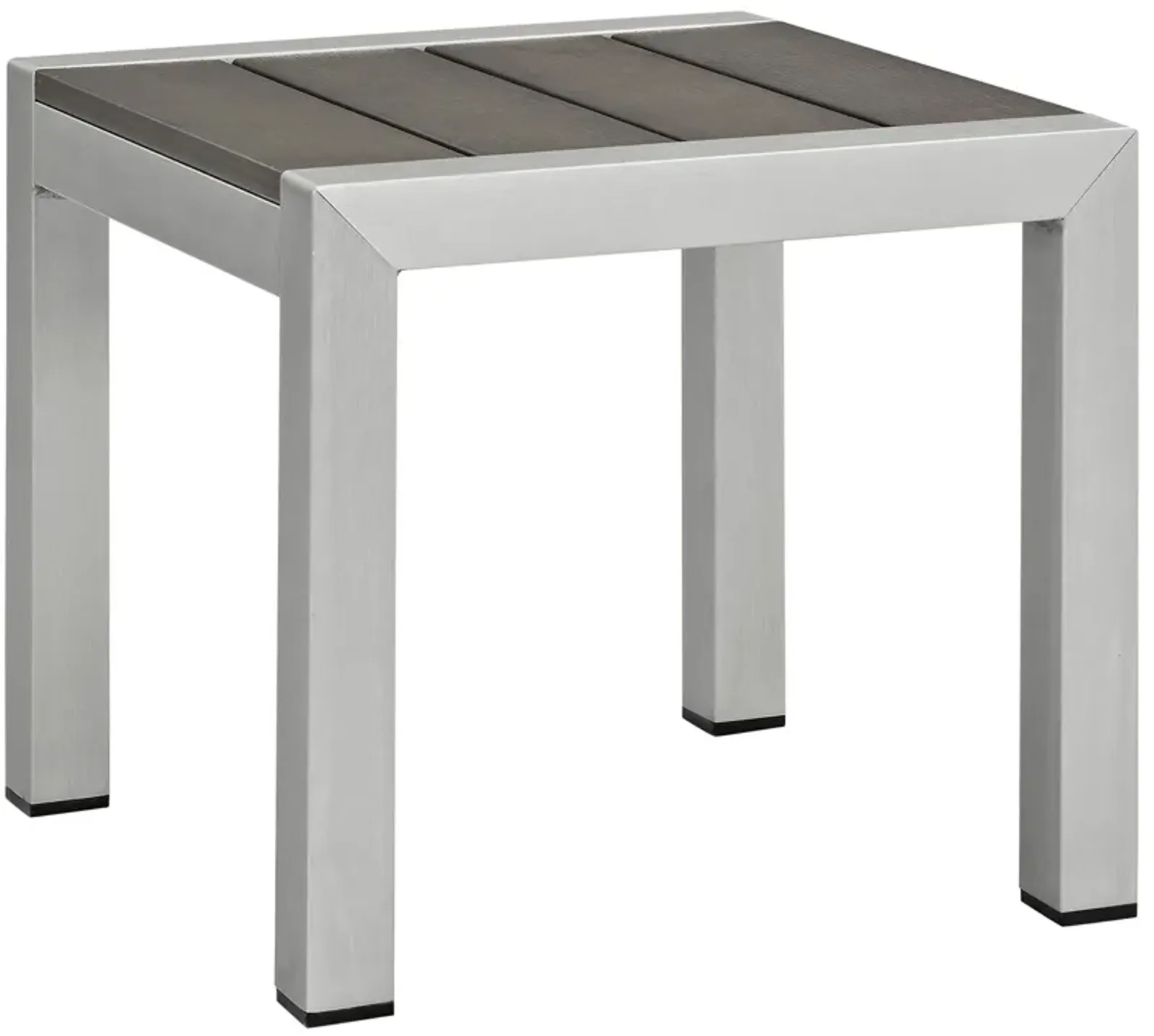 Silver Gray Shore Outdoor Patio Aluminum Side Table-Benzara