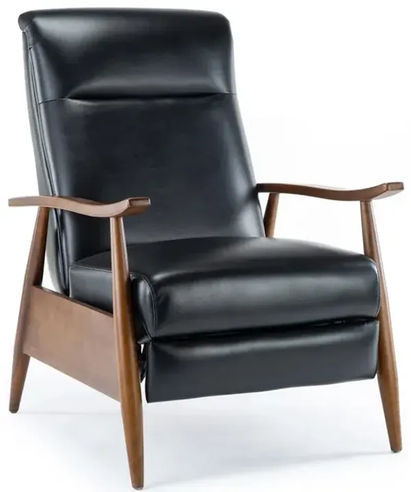 Solaris Wood Arm Push Back Recliner - Black