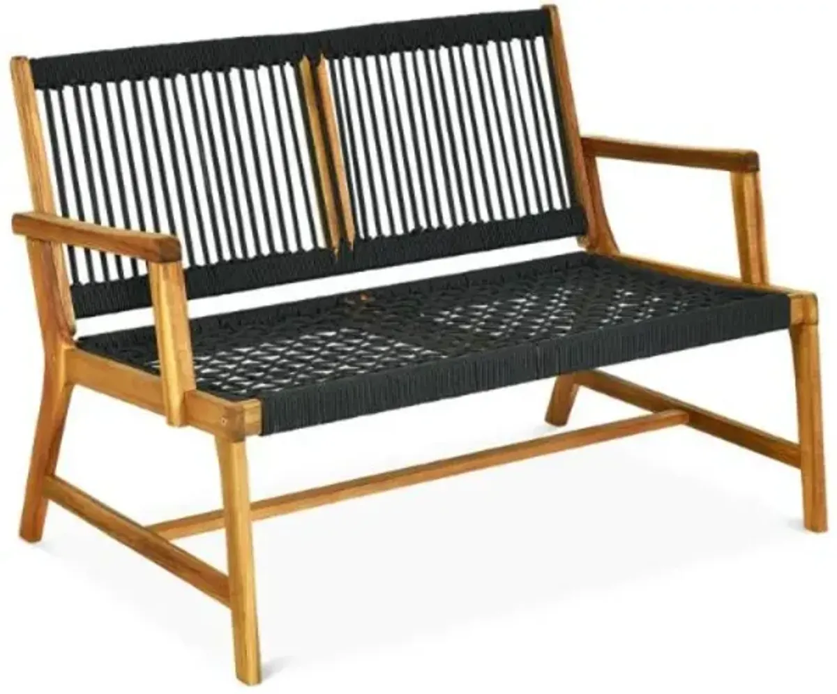 Hivvago 2-Person Acacia Wood Yard Bench for Balcony and Patio