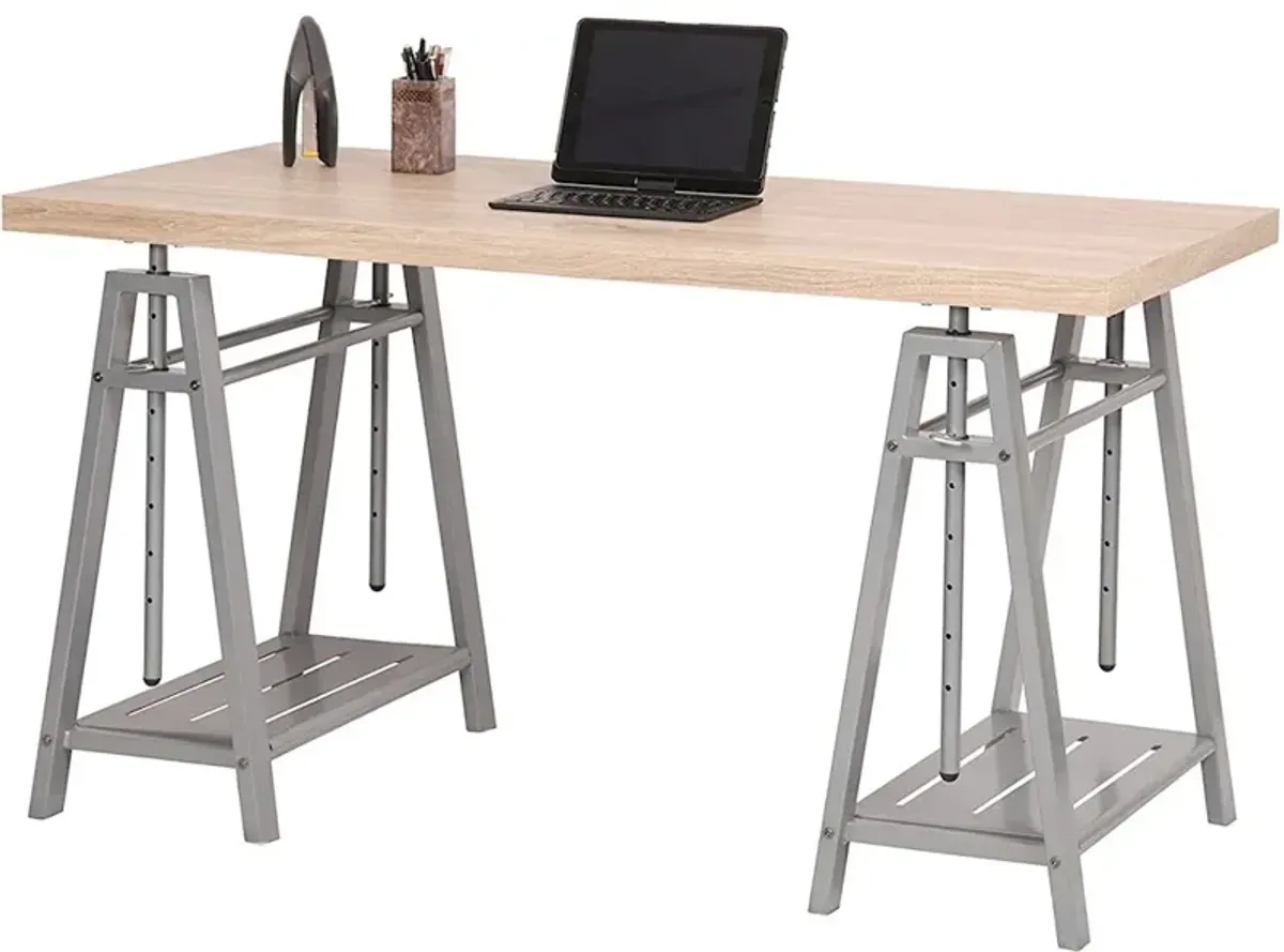 Adjustable Height Writing Desk with Sturdy Metal Base