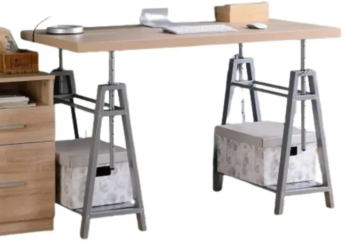 Adjustable Height Writing Desk with Sturdy Metal Base