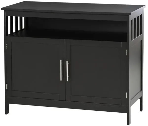 Black Vintage Sideboard: Buffet with Magnet Doors and Adjustable Shelves
