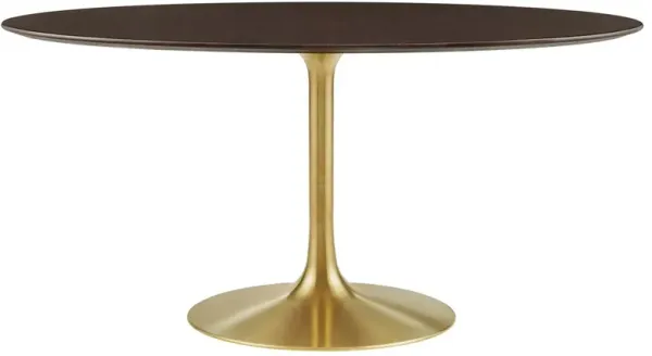 Modway - Lippa 60" Oval Wood Grain Dining Table Gold Cherry Walnut