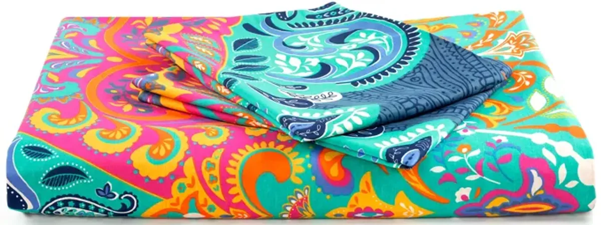 Boho Chic Reversible Cotton Duvet Cover  3Pc Set