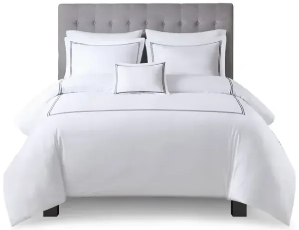 Gracie Mills Mooney 500 Thread Count Embroidered Stripe Cotton Sateen Comforter Set