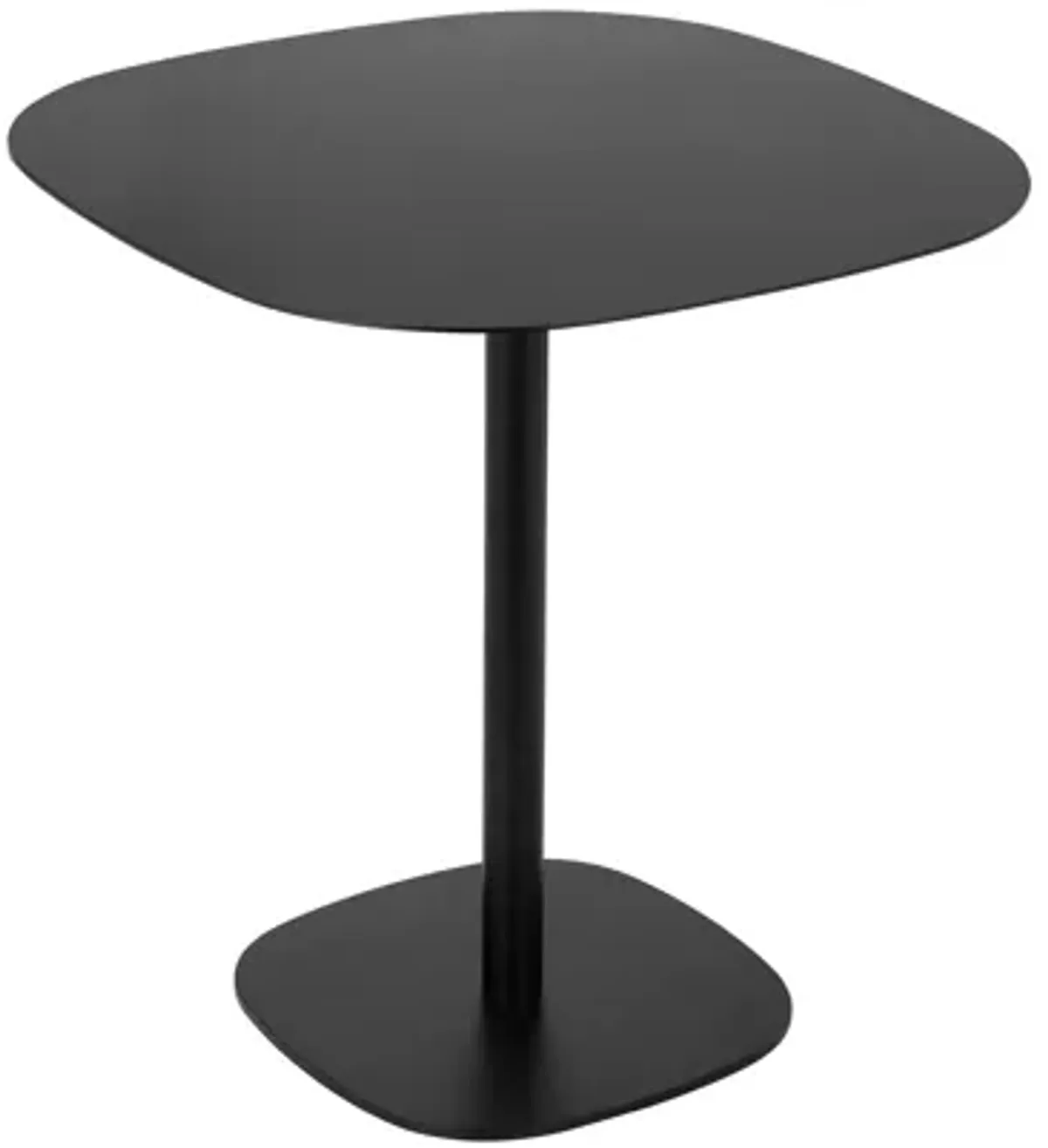 Liki 28 Inch Bistro Dining Table, Round Top and Base, Modern Black Metal - Benzara