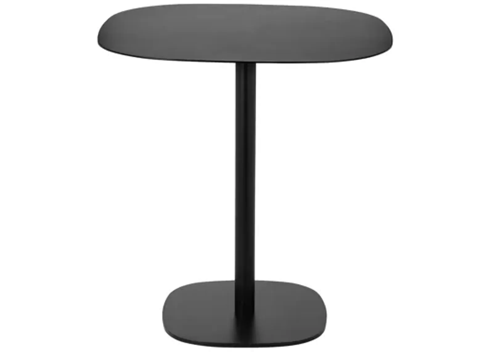 Liki 28 Inch Bistro Dining Table, Round Top and Base, Modern Black Metal - Benzara