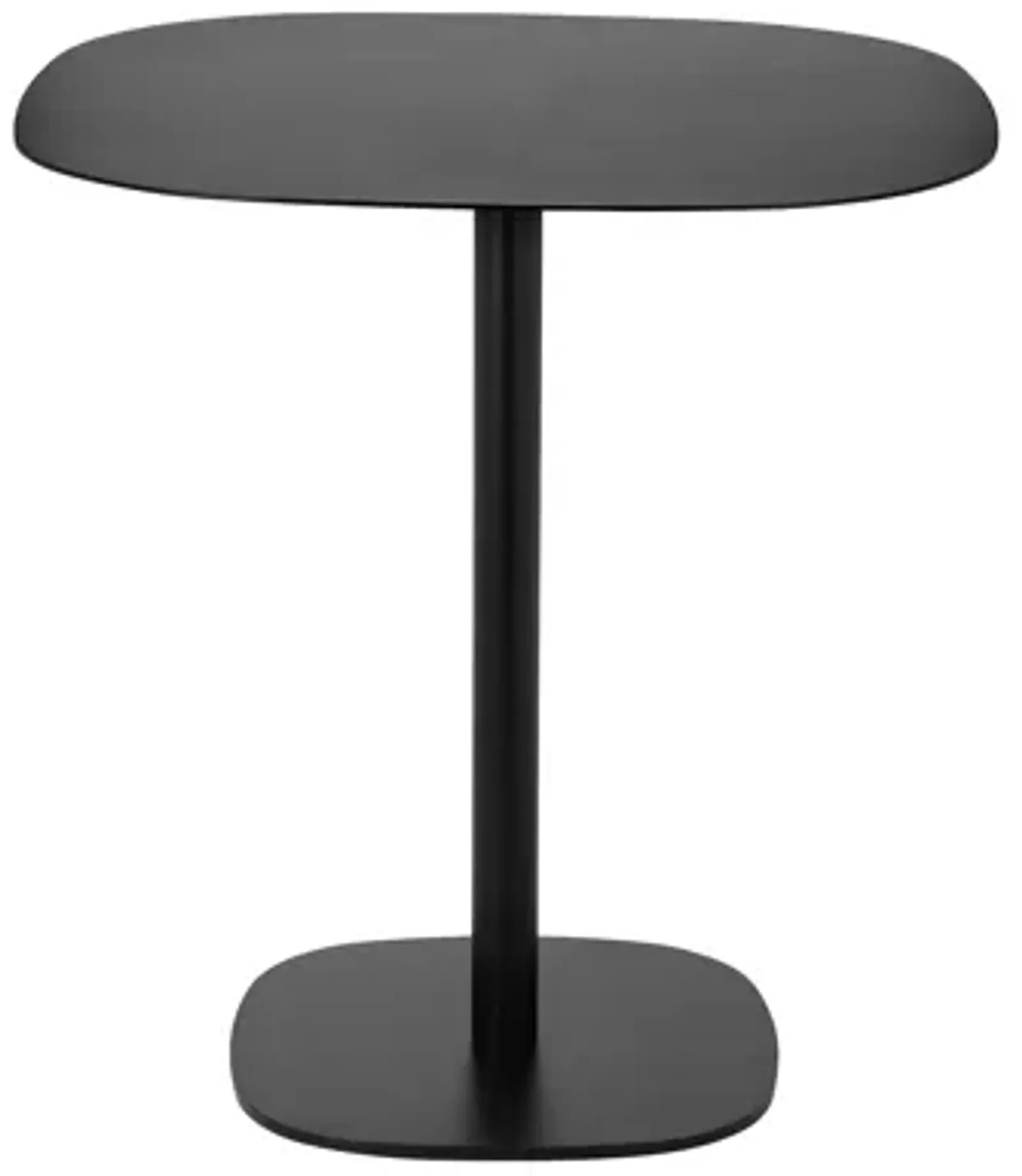 Liki 28 Inch Bistro Dining Table, Round Top and Base, Modern Black Metal - Benzara