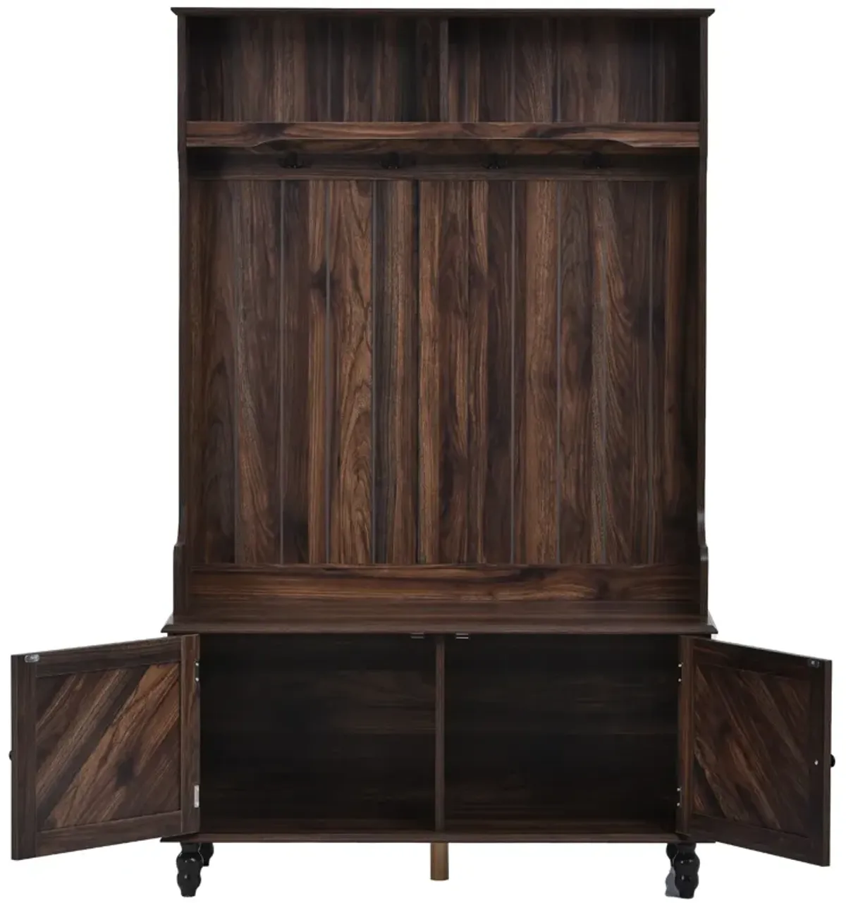 Entryway Hall Tree with Storage Bench & 4 Coat Hooks For Home's Mudroom