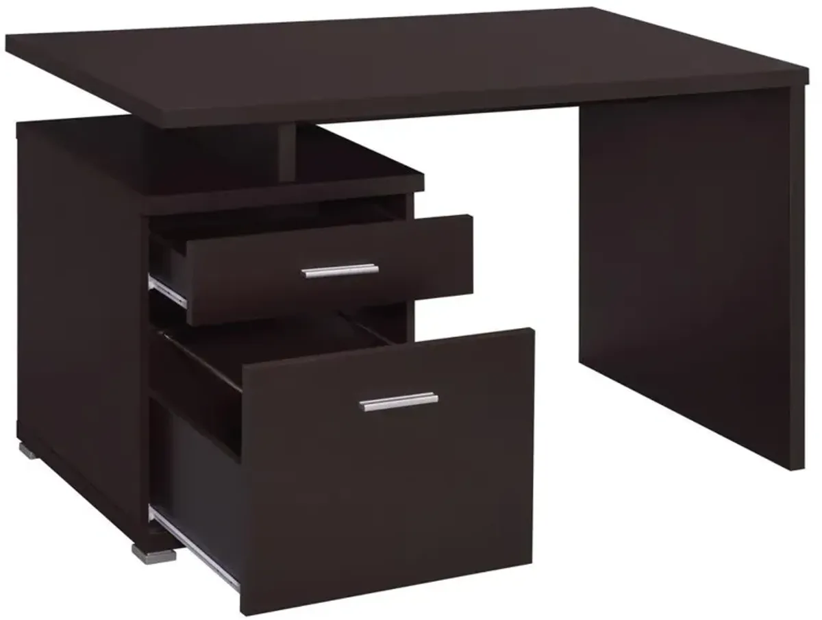 Irving 2-drawer Office Desk with Cabinet Cappuccino