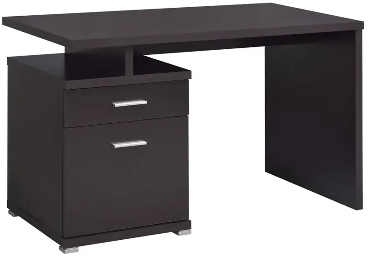 Irving 2-drawer Office Desk with Cabinet Cappuccino