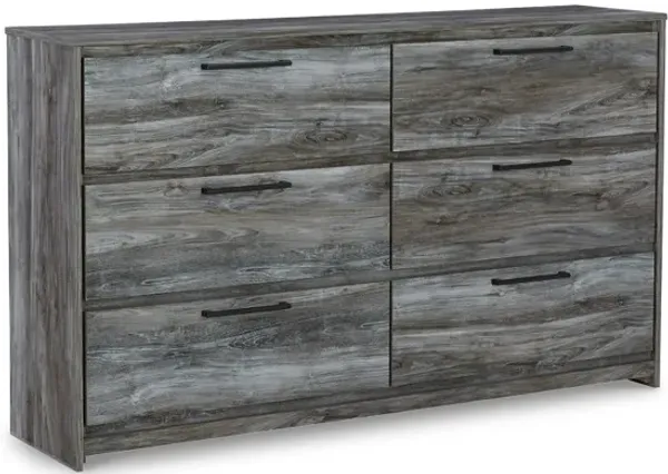 Bays 62 Inch Dresser, 6 Drawers, Modern Farmhouse Laminate Smoky Gray - Benzara