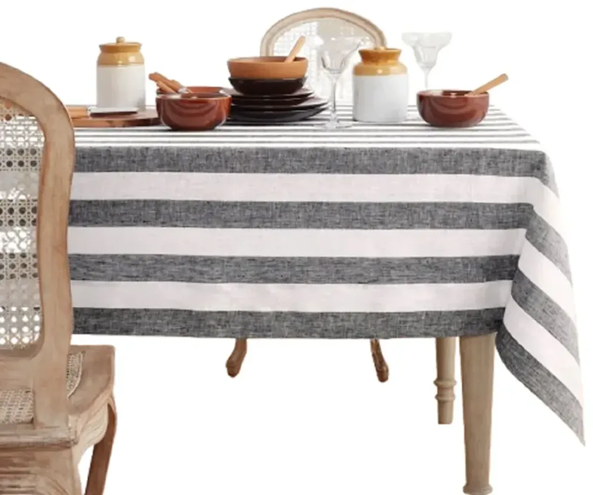 Solino Home 100% Pure Linen Tablecloth - Cabana Stripe