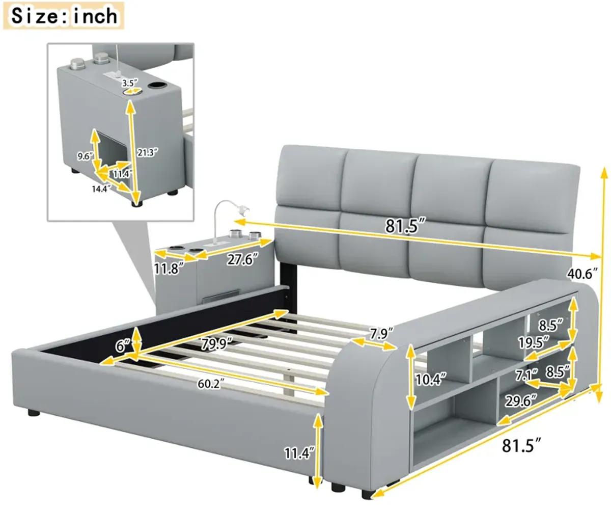 Merax Platform Bed with Multimedia Nightstand