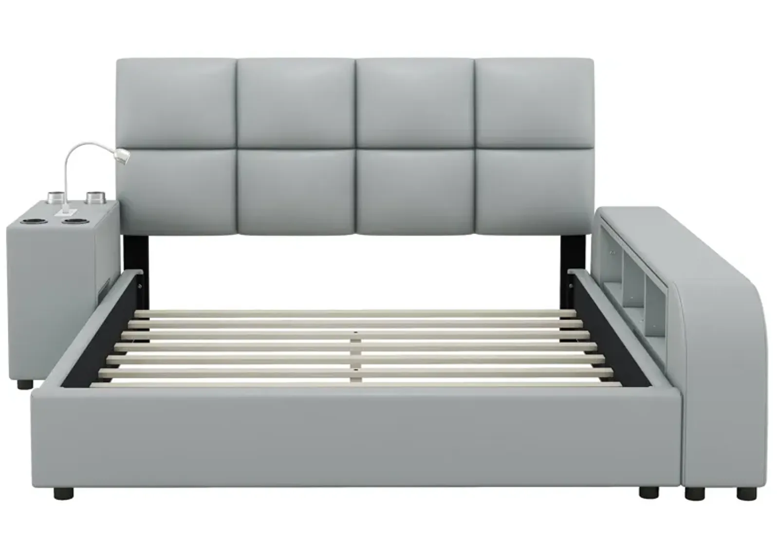 Merax Platform Bed with Multimedia Nightstand