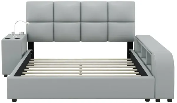 Merax Platform Bed with Multimedia Nightstand