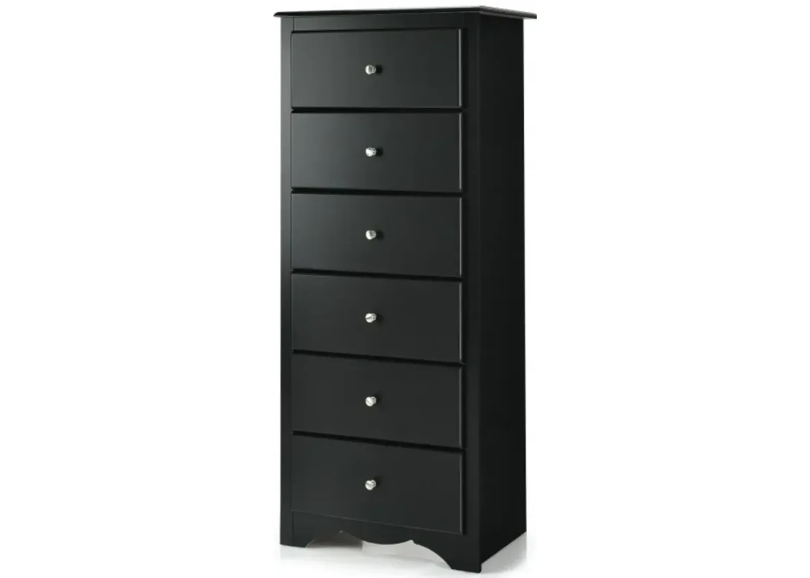 Hivvago Modern Black 6 Drawer Tall Wood Dresser Chest