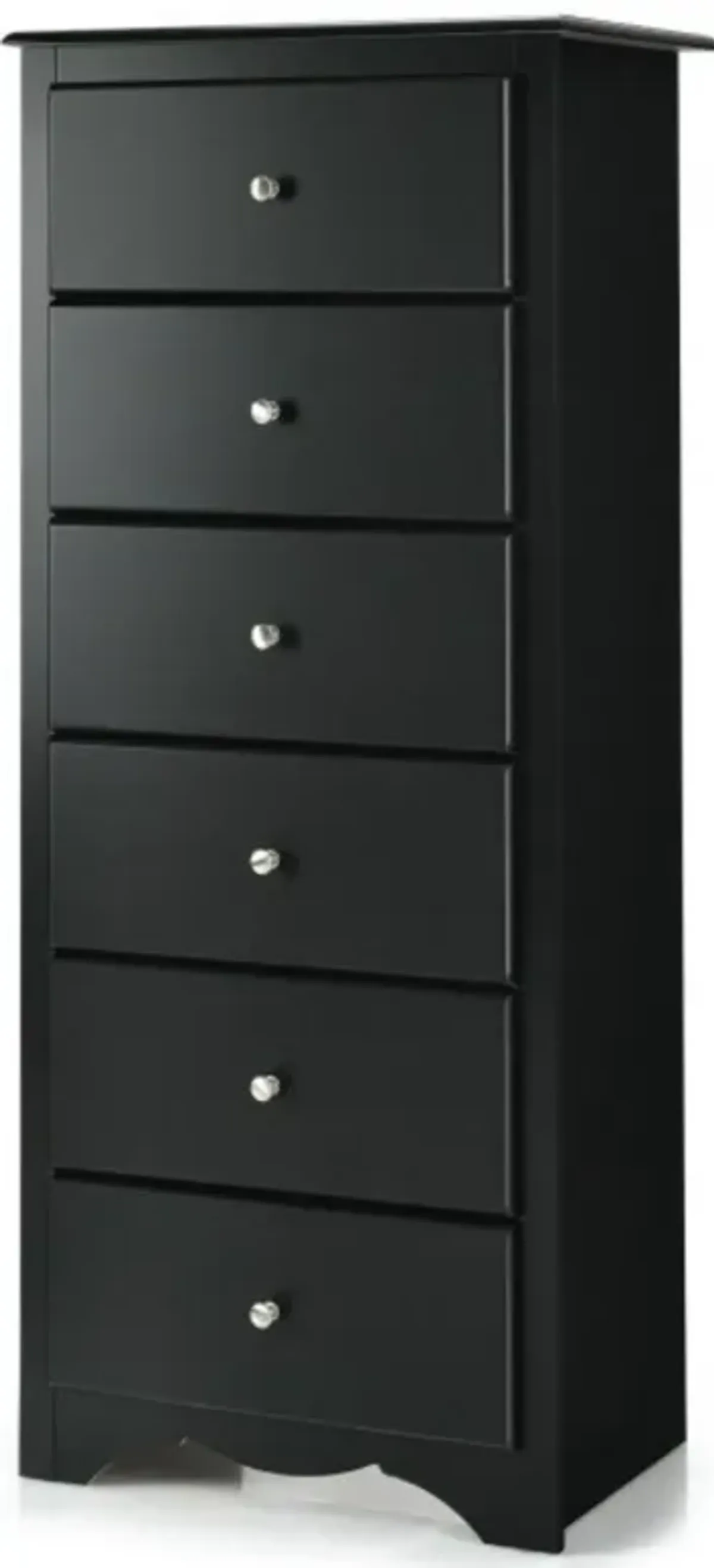 Hivvago Modern Black 6 Drawer Tall Wood Dresser Chest