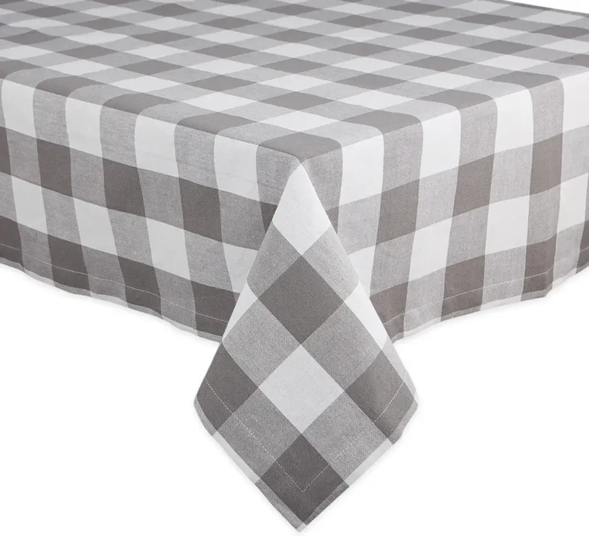 60" x 84" Gray and White Buffalo Checkered Table Cloth