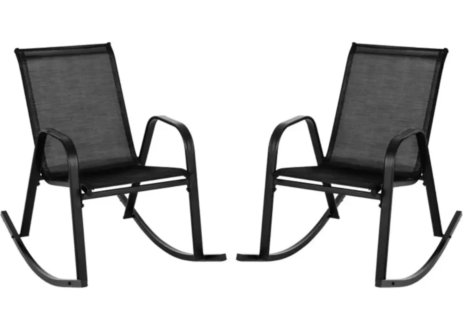 Hivvago Set of 2 Metal Patio Rocking Chair with Breathable Seat Fabric