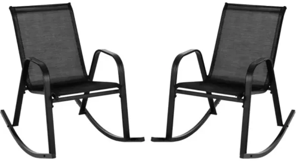 Hivvago Set of 2 Metal Patio Rocking Chair with Breathable Seat Fabric