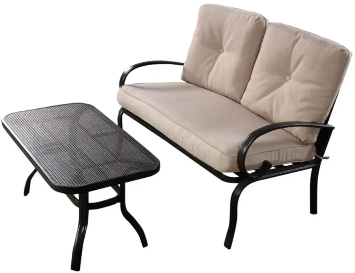 Hivvago 2 Pieces Patio Outdoor Cushioned Coffee Table Seat