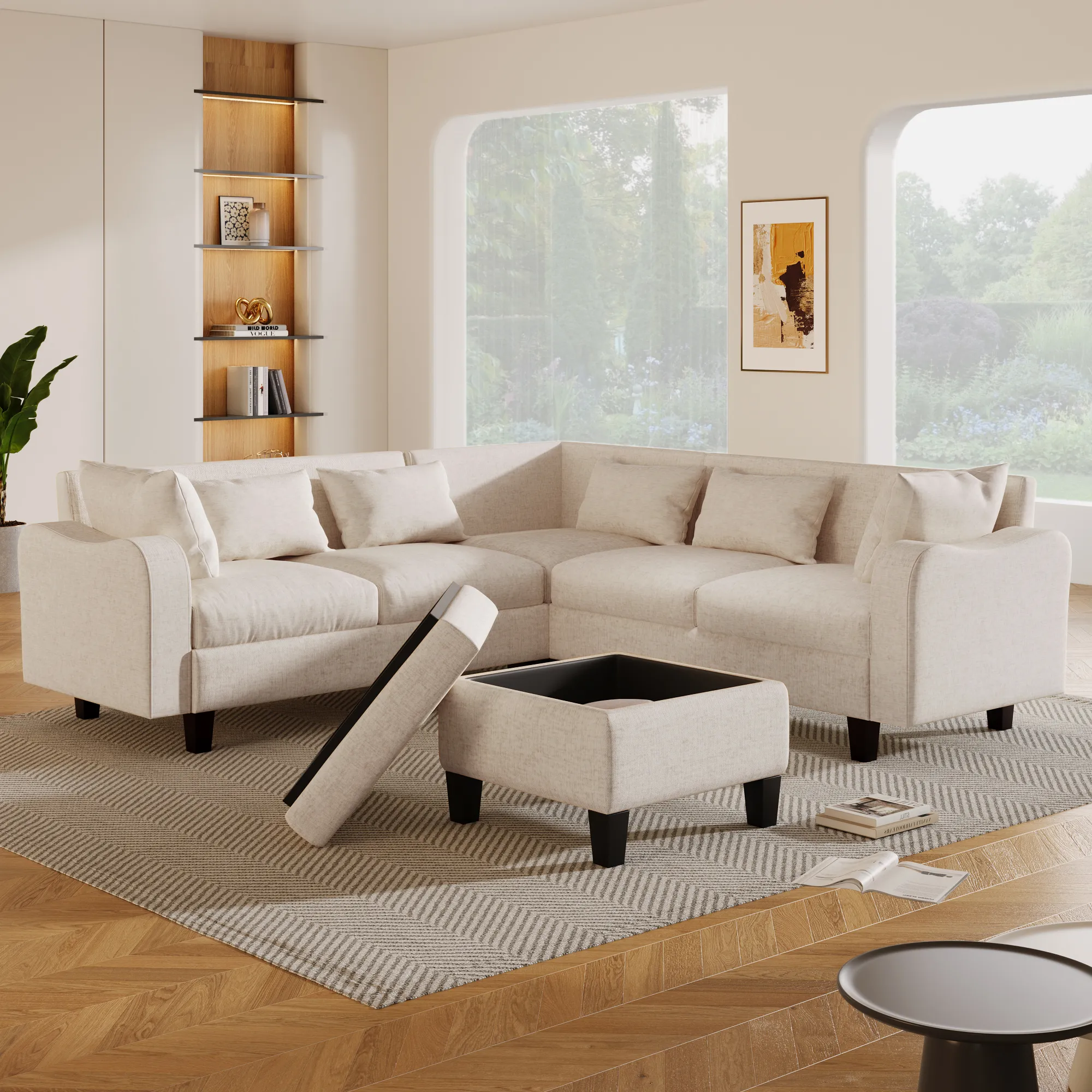 Merax Modern Sectional Sofa with Coffee Table