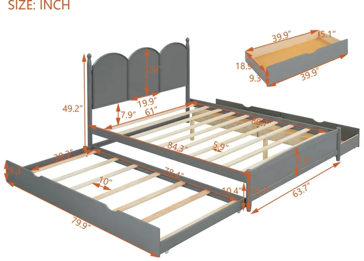 Merax Platform Bed with Drawers and Twin XL Trundle