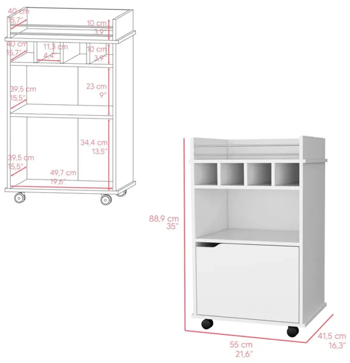 Bar Cart Kinsley, Living Room, White