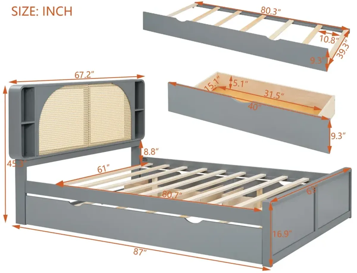 Merax Platform Bed with 2 Drawers and Trundle