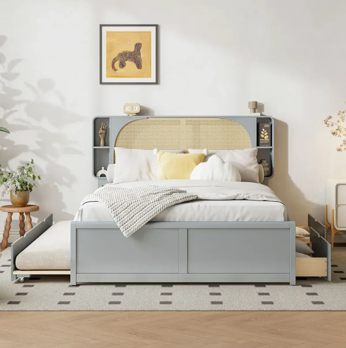 Merax Platform Bed with 2 Drawers and Trundle