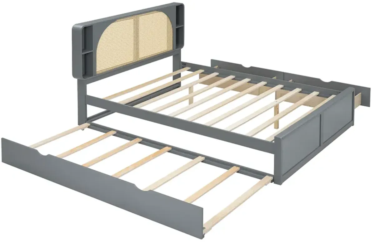 Merax Platform Bed with 2 Drawers and Trundle