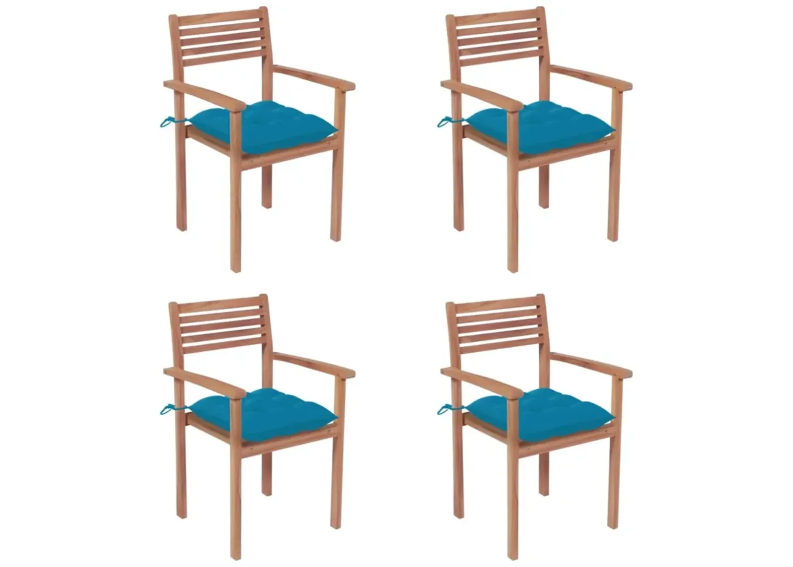 vidaXL Garden Chairs 4 pcs with Light Blue Cushions Solid Teak Wood