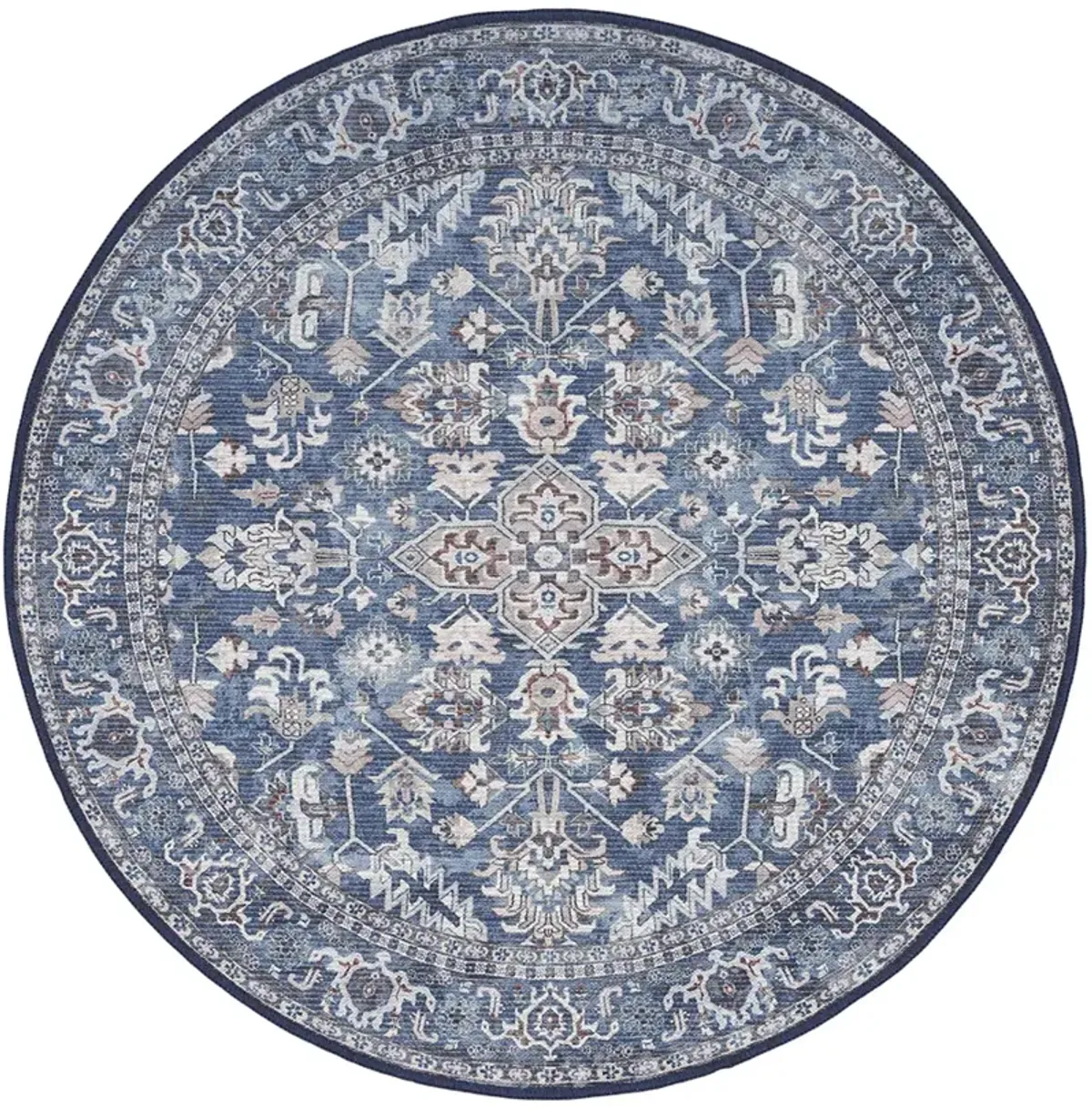 Machine Washable Series 1 SR104 Navy/Ivory 4' x Round Rug