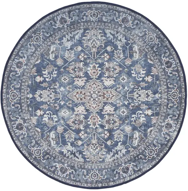Machine Washable Series 1 SR104 Navy/Ivory 4' x Round Rug