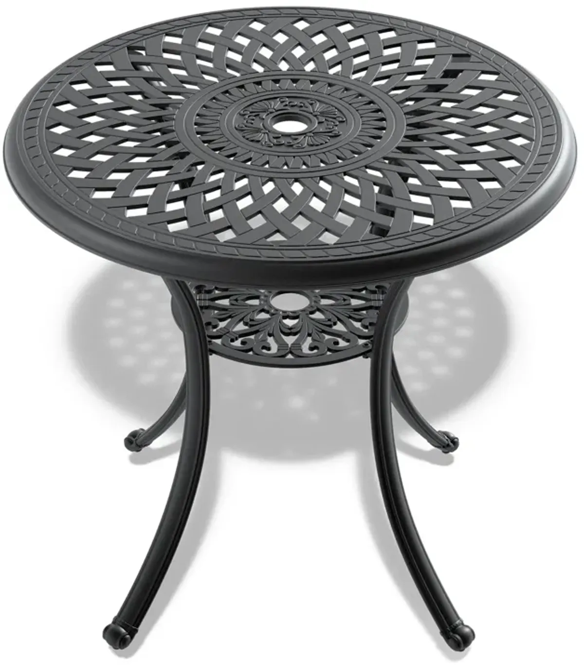 Black Aluminum 4-Seat Patio Bistro Set with Table and Cushions