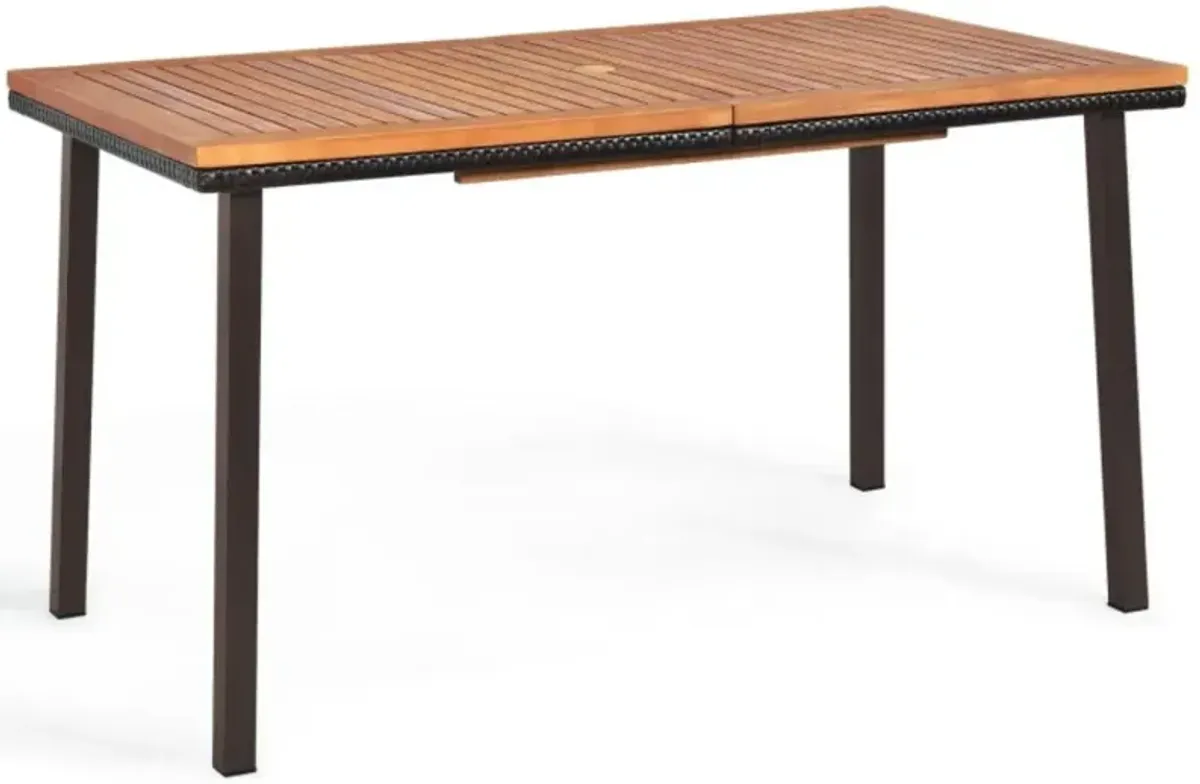 Hivvago Patio Acacia Dining Table with Umbrella Hole