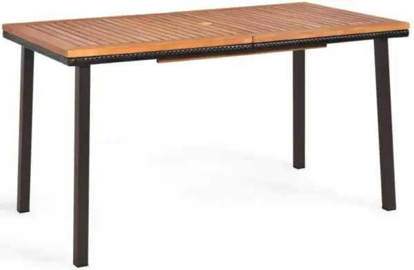 Hivvago Patio Acacia Dining Table with Umbrella Hole