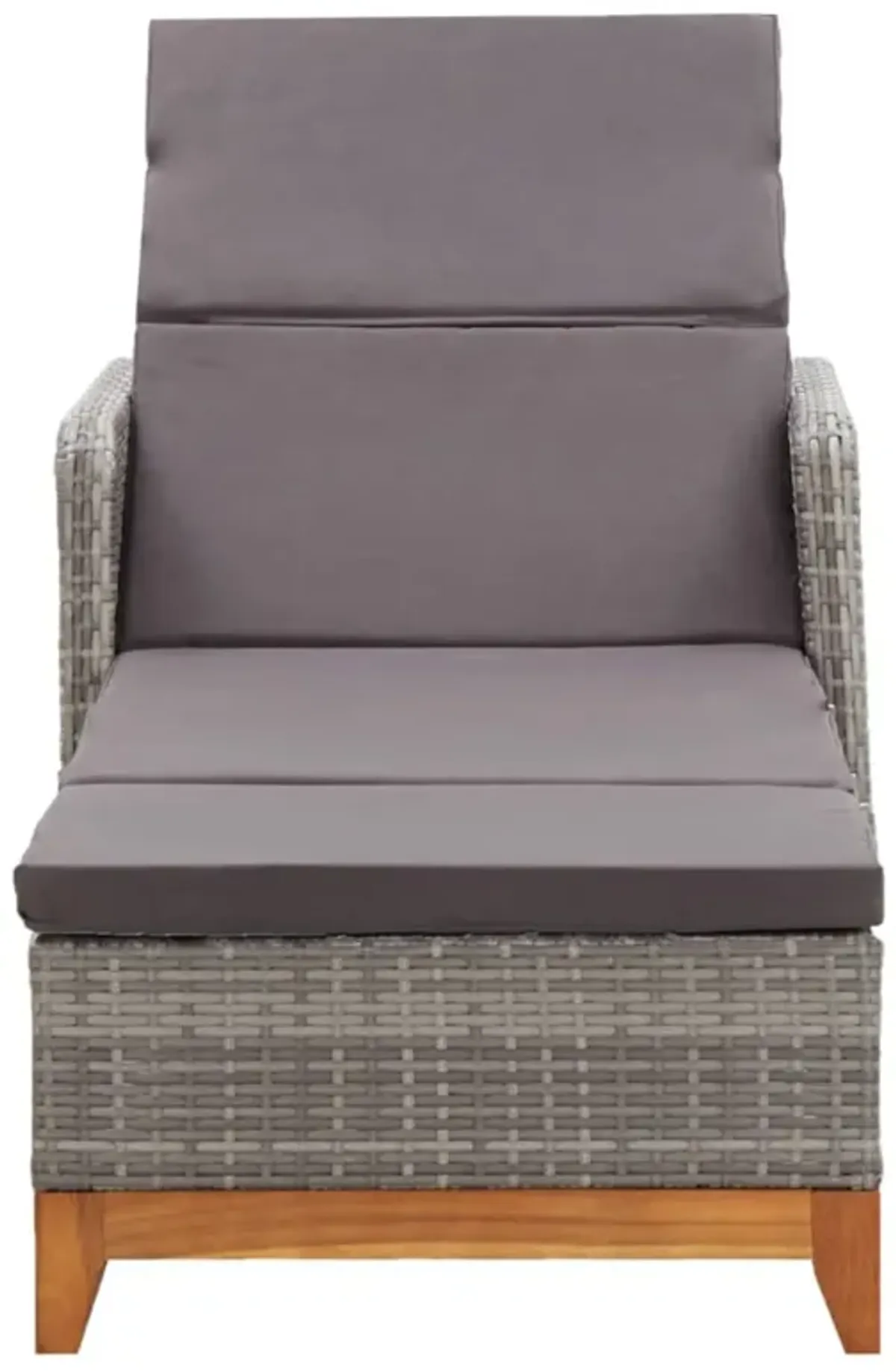 vidaXL Sun Lounger Poly Rattan and Solid Acacia Wood Gray