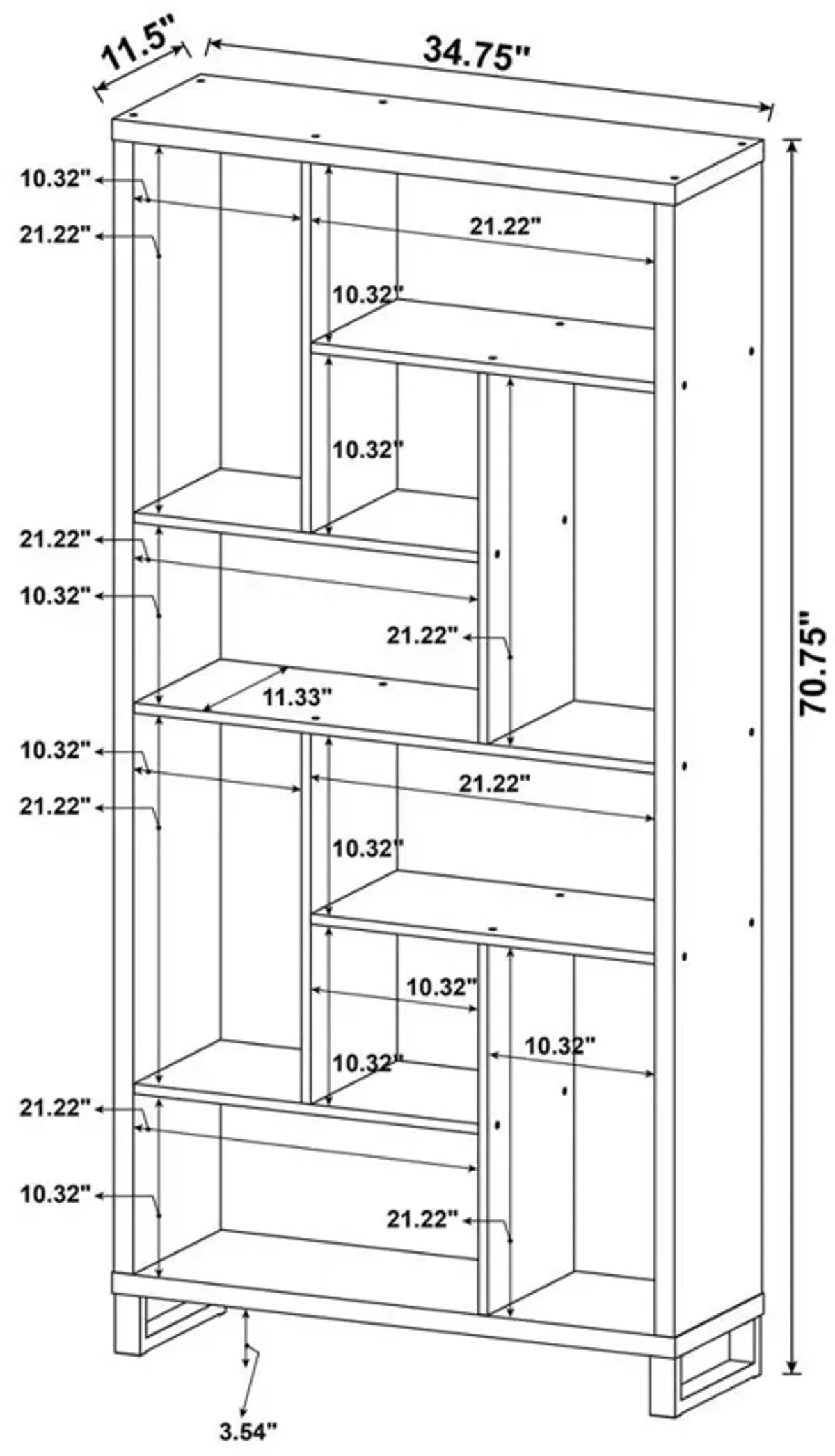 Delwin 10-shelf Bookcase Antique Nutmeg