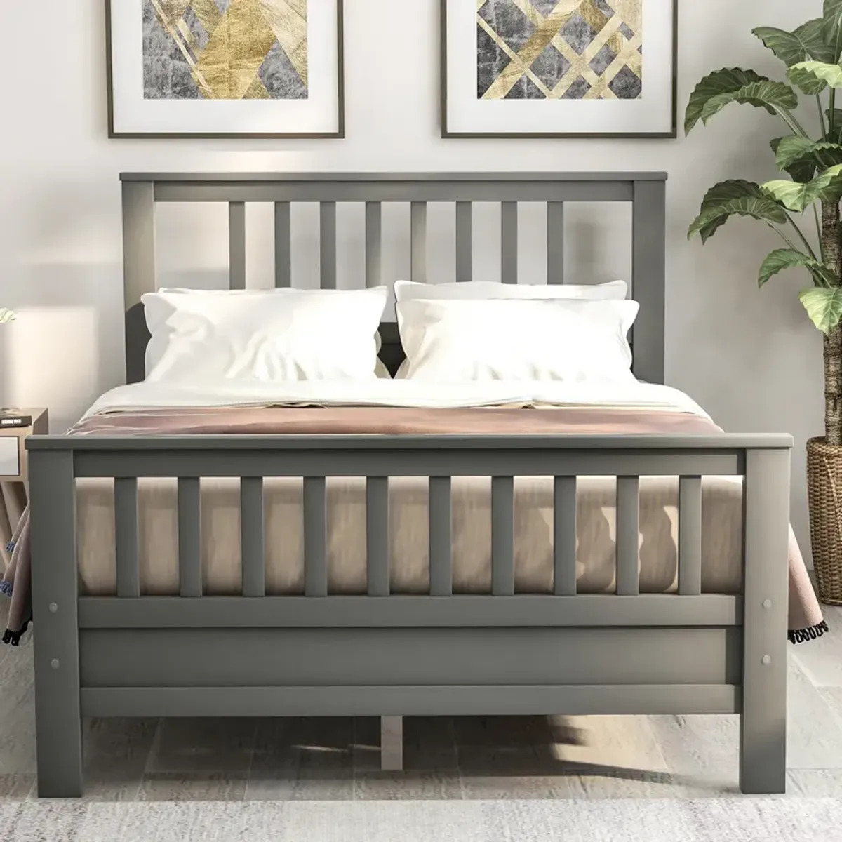 Merax Standard Platform Bed with Headboard